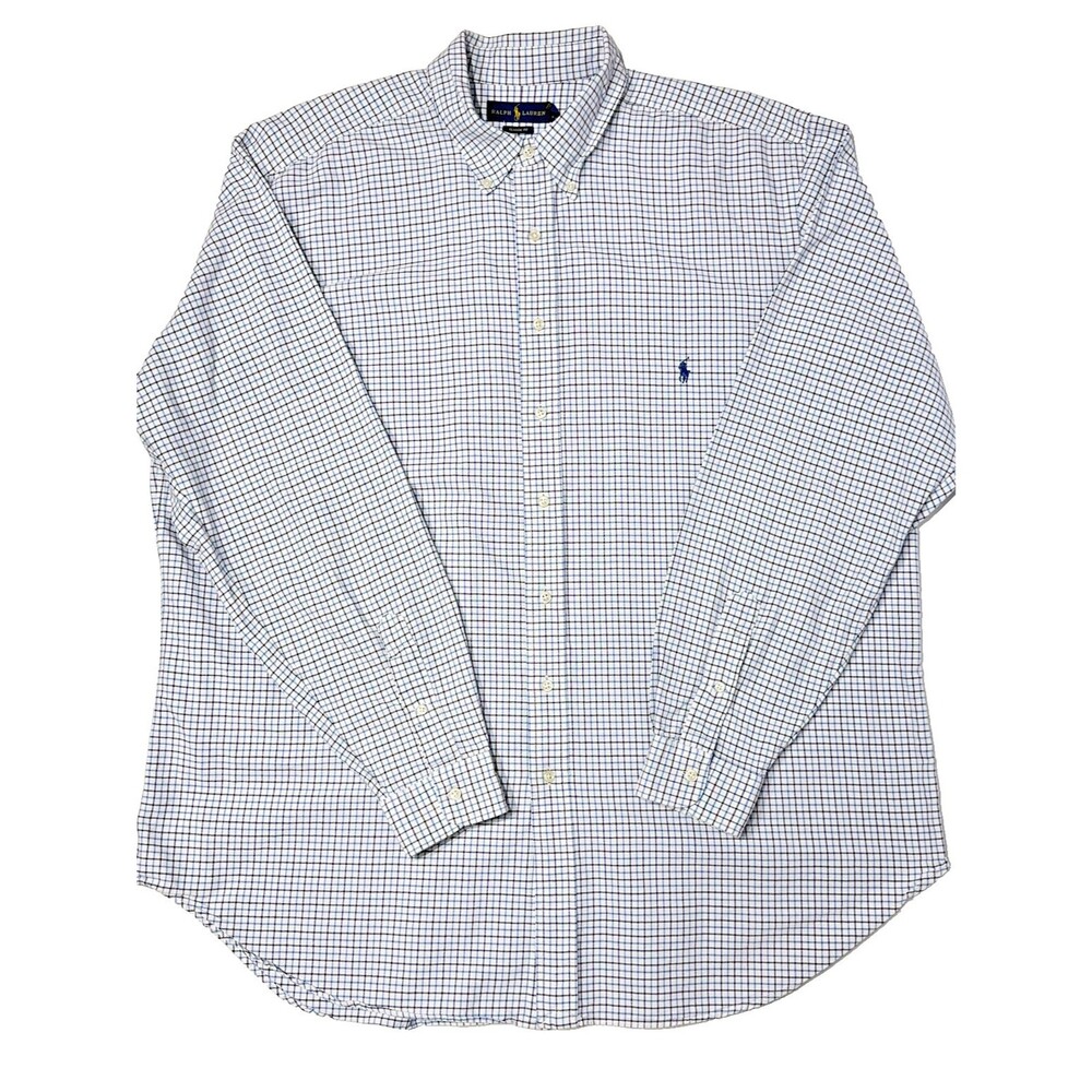 Polo Ralph Lauren Blue Plaid Classic Fit Button Shirt Big & Tall Men Size 2XLT
